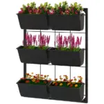 Outsunny Wall Planter with 6 Pots, 3-Tier Design, Black, for Flowers and Vegetables, Enhances Garden Space