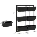 Outsunny Wall Planter with 6 Pots, 3-Tier Design, Black, for Flowers and Vegetables, Enhances Garden Space - Image 3