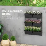 Outsunny Wall Planter with 6 Pots, 3-Tier Design, Black, for Flowers and Vegetables, Enhances Garden Space - Image 4