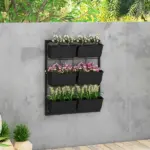Outsunny Wall Planter with 6 Pots, 3-Tier Design, Black, for Flowers and Vegetables, Enhances Garden Space - Image 10