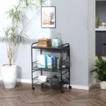 Walnut 3-Tier Mobile Kitchen Trolley, Versatile Storage with Basket Drawers - Image 10