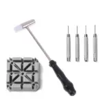 Watch Band Link Remover Repair Tool Kit with Hammer Punch Pins and Holder - Image 9