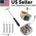 Watch Band Link Remover Repair Tool Kit with Hammer Punch Pins and Holder