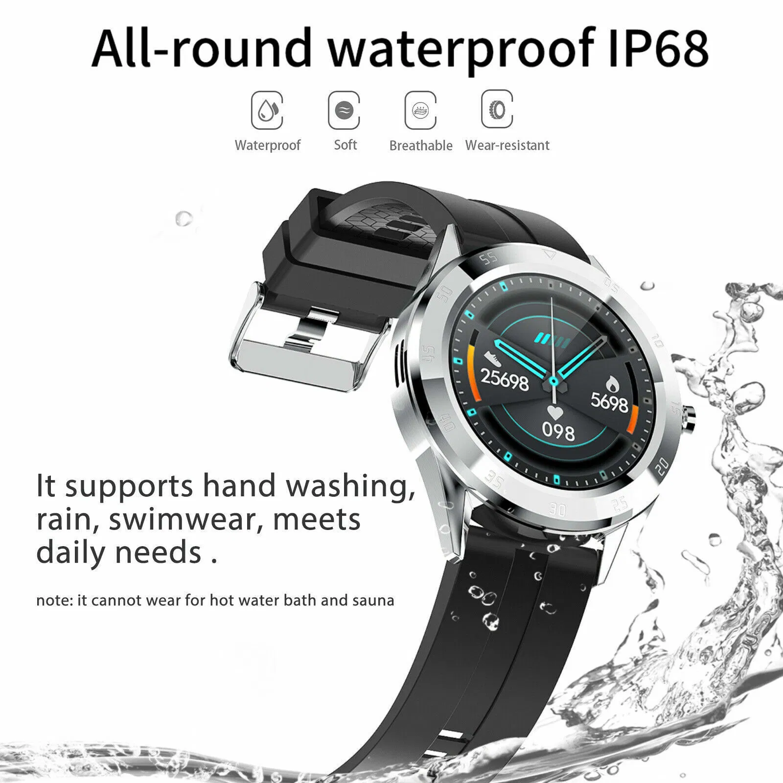 IP68 Bluetooth Smartwatch with Heart Rate Activity Sleep Tracking and Calling