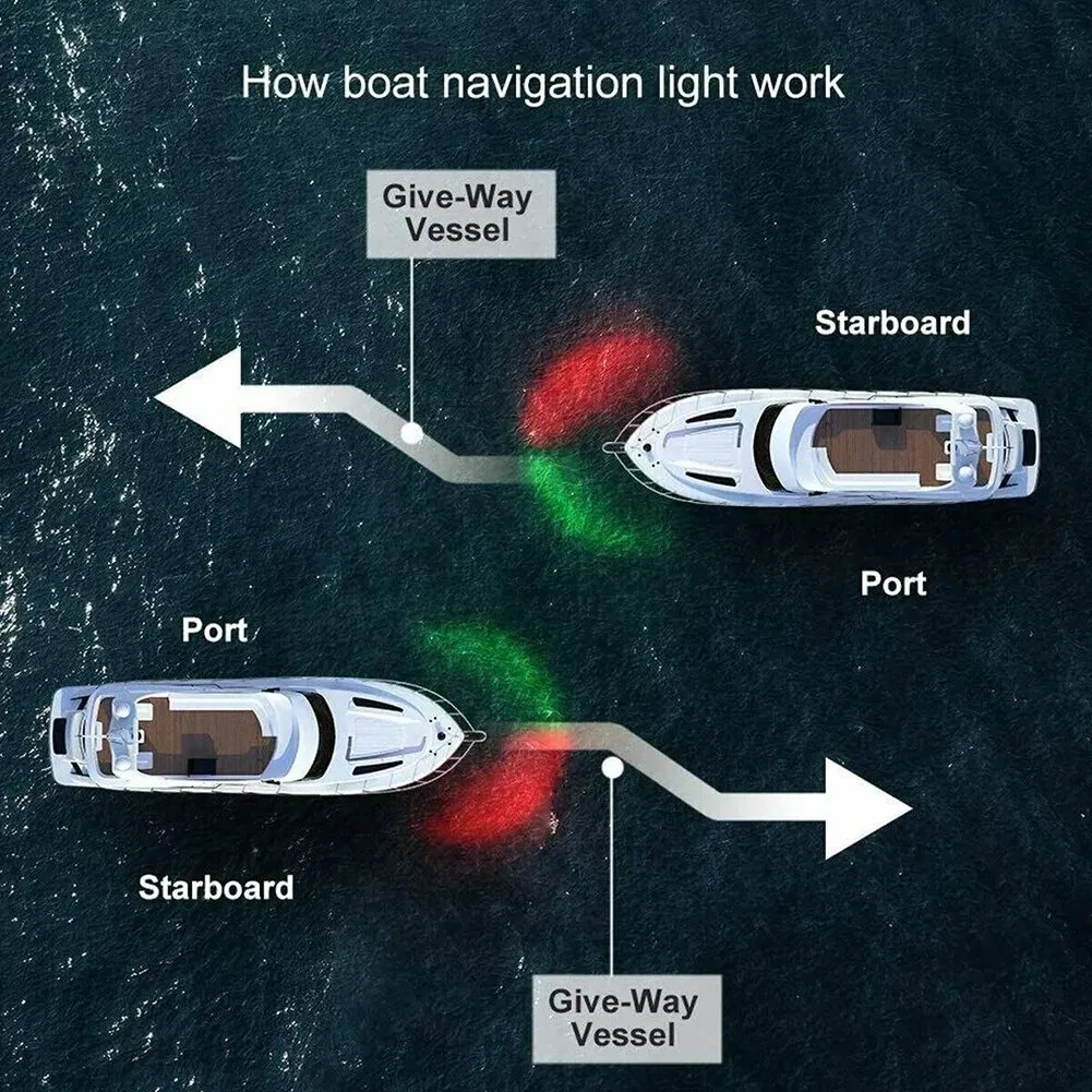 12V Red Green LED Bow Navigation Light for Boats and Pontoons, IP67