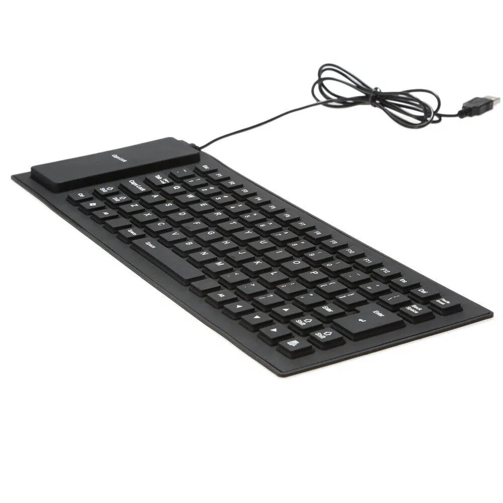 Foldable Silicone USB Keyboard Waterproof Dustproof Full Size