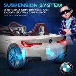 White 12V Electric Kids' Car, Remote Control, Suspension System, Safe Outdoor Play Ride-On - Image 7