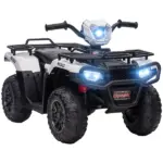 White 12V Kids ATV Electric Ride-On Car 4 Wheeler with Music LED Headlights for Children 3-5 Years