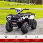 White 12V Kids ATV Electric Ride-On Car 4 Wheeler with Music LED Headlights for Children 3-5 Years - Image 4