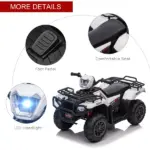 White 12V Kids ATV Electric Ride-On Car 4 Wheeler with Music LED Headlights for Children 3-5 Years - Image 7