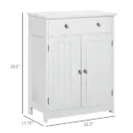 White Freestanding Bathroom Floor Cabinet with 2 Doors 2 Drawers Adjustable Shelf Storage Organizer Tower - Image 3