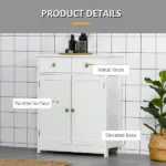 White Freestanding Bathroom Floor Cabinet with 2 Doors 2 Drawers Adjustable Shelf Storage Organizer Tower - Image 6