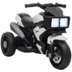 White Kids Electric Motorbike 6V Ride-On Motorcycle with Music Horn Headlights