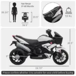 White Kids Electric Motorbike 6V Ride-On Motorcycle with Music Horn Headlights - Image 3