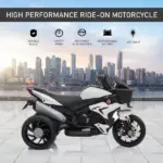 White Kids Electric Motorbike 6V Ride-On Motorcycle with Music Horn Headlights - Image 4