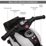 White Kids Electric Motorbike 6V Ride-On Motorcycle with Music Horn Headlights - Image 6