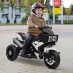 White Kids Electric Motorbike 6V Ride-On Motorcycle with Music Horn Headlights - Image 10