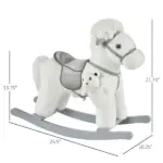 White Plush Rocking Horse with Bear Toy and Sound for Kids - Image 3