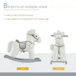 White Plush Rocking Horse with Bear Toy and Sound for Kids - Image 5