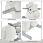 White Plush Rocking Horse with Bear Toy and Sound for Kids - Image 8