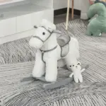 White Plush Rocking Horse with Bear Toy and Sound for Kids - Image 10