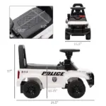 Kids Police Ride-On Push Car with Hidden Storage White Ages 18-60 Months - Image 3