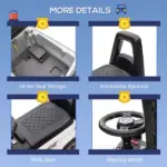 Kids Police Ride-On Push Car with Hidden Storage White Ages 18-60 Months - Image 7