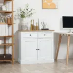 White Sideboard Buffet Cabinet with 2 Storage Drawers 2 Door Kitchen Cabinet for Living Room Entryway - Image 2