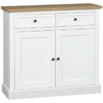 White Sideboard Buffet Cabinet with 2 Storage Drawers 2 Door Kitchen Cabinet for Living Room Entryway