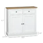 White Sideboard Buffet Cabinet with 2 Storage Drawers 2 Door Kitchen Cabinet for Living Room Entryway - Image 3