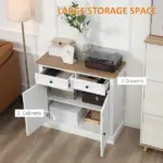 White Sideboard Buffet Cabinet with 2 Storage Drawers 2 Door Kitchen Cabinet for Living Room Entryway - Image 4