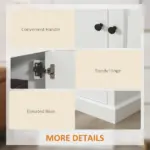 White Sideboard Buffet Cabinet with 2 Storage Drawers 2 Door Kitchen Cabinet for Living Room Entryway - Image 6