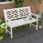 Outsunny White Wooden Respite: 43.25" Outdoor Bench for Yard and Deck Relaxation - Image 2