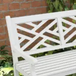 Outsunny White Wooden Respite: 43.25" Outdoor Bench for Yard and Deck Relaxation - Image 7