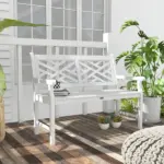 Outsunny White Wooden Respite: 43.25" Outdoor Bench for Yard and Deck Relaxation - Image 10