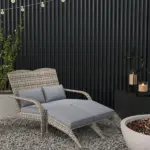 2 Person Wicker Adirondack Chair with Cushions and Footrests, Gray - Image 2