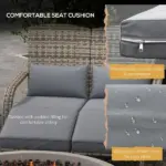 2 Person Wicker Adirondack Chair with Cushions and Footrests, Gray - Image 6