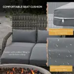 2 Person Wicker Adirondack Chair with Cushions and Footrests, Mixed Gray - Image 6