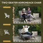 2 Person Wicker Adirondack Chair with Cushions and Footrests, Mixed Gray - Image 7