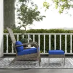Wicker Adirondack Chair with Ottoman Comfortable Outdoor Seating with Removable Cushions, Blue - Image 7