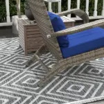 Wicker Adirondack Chair with Ottoman Comfortable Outdoor Seating with Removable Cushions, Blue - Image 8