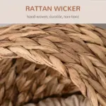 Wicker Elevated Cat Bed with Soft Cushion Brown Cat Egg Chair Shape Indoor - Image 5