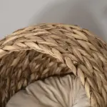 Wicker Elevated Cat Bed with Soft Cushion Brown Cat Egg Chair Shape Indoor - Image 8