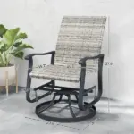 Outsunny Wicker Rattan Swivel Patio Glider Chair Set of 2, Outdoor Glider Chair with Steel Frame, High Back, Armrests, Yellow - Image 3