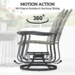 Outsunny Wicker Rattan Swivel Patio Glider Chair Set of 2, Outdoor Glider Chair with Steel Frame, High Back, Armrests, Yellow - Image 4
