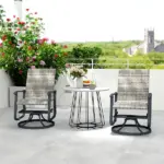 Outsunny Wicker Rattan Swivel Patio Glider Chair Set of 2, Outdoor Glider Chair with Steel Frame, High Back, Armrests, Yellow - Image 8