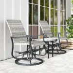 Outsunny Wicker Rattan Swivel Patio Glider Chair Set of 2, Outdoor Glider Chair with Steel Frame, High Back, Armrests, Yellow - Image 9