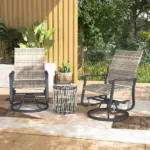 Outsunny Wicker Rattan Swivel Patio Glider Chair Set of 2, Outdoor Glider Chair with Steel Frame, High Back, Armrests, Yellow - Image 10