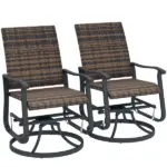 Wicker Rattan Swivel Patio Glider Chair Set of 2, Outdoor Glider Chair with Steel Frame, High Back, Brown - Image 11