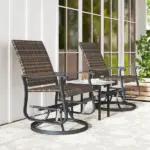Wicker Rattan Swivel Patio Glider Chair Set of 2, Outdoor Glider Chair with Steel Frame, High Back, Brown - Image 9